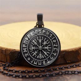 Pendant Necklaces Norse Vikings Men Women Jewelry Gift Vegvisir Compass Nordic Runes Odin Chain Necklace For Amulet