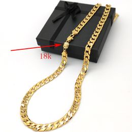 Necklace Flat Cuban Curb Link Chain Solid Gold AUTHENTIC FINISH 18 k Stamp CHINA 600 8 mm Wide 24 inch