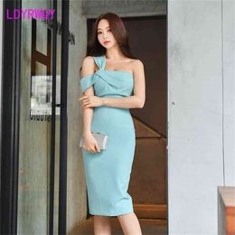 LDYRWQY summer product Korean style slim tube top sexy temperament fashion solid color hip dress 210416