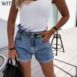 WITHZZ Summer Jean's Fashion Casual Straight High Waist Denim Shorts 210629