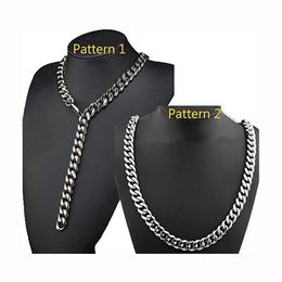 Stainless Steel Jewellery High Polished Cuban Chain Rapper Necklace Men Punk 2 Pattern HipHop Rock multi-function Chains 13mm/15mm/17mm/19mm