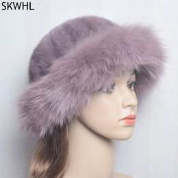 Women Winter Real Mink Fur Hat Natural Warm Fox Cap Girls Quality Soft Genuine Bomber Hats Skullies