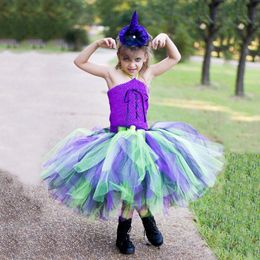 Mascot doll costume Girls Witch Princess Party Mesh Dresses Kid Halloween Costume Role Play Dress Up Outfit Child Pretend Game Birthday Sui