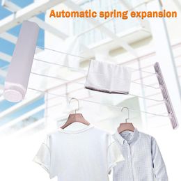 Hangers & Racks Wall Mounted Hanger Retractable Indoor Clothes Drying Rack Towel Automatic Clothesline Dryer