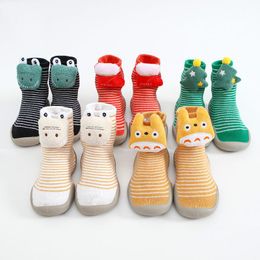 rubber soled socks UK - First Walkers Baby Toddler Sock Shoes Anti-Slip Boys Girls Socks For Kids Rubber Soles Stockings Cartoon Comfortable