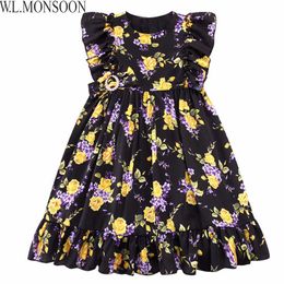 W.L.MONSOON Girls Summer Dress Toddler Clothes 2021 Brand Vestiodo Children Costume Princess Dress Floral Kids Dresses for Girls Q0716