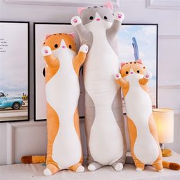 110cm Big Sausage Cat Plush Toys Stuffed Animals Kawaii Plushie Soft Dolls Sleep Pillow Baby Companion Birthday Gifts For Kids 220222