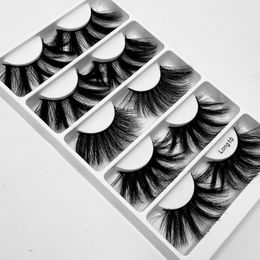 5 Pairs/lot 25MM 3D Mink False Eyelashes Soft Wispies Handmade Super Long Cruelty-free Volume Makeup Fake Eye lashes free DHL J057