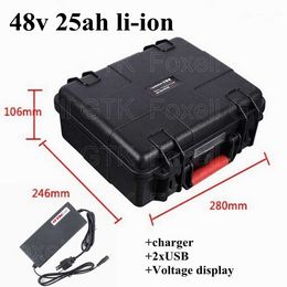 48v 25ah lithium battery pack with BMS Rechargeable 48v li ion battery for ebike Scooter storage systems golf cart+3A Charger