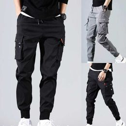 New Men's Multi Pockets Cargo Harem Pants Streetwear Hip Hop Black Gray Casual Male Joggers Trousers Fashion Harajuku Punk Pants X0723
