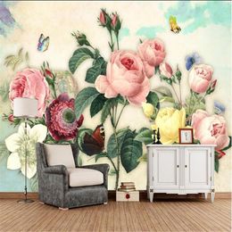 Tapeten Benutzerdefinierte Po mit Blumen Elegante Rosen 3D-Wandpapier für Wohnzimmer Umweltfreundlicher TV-Hintergrund Bar-Studie