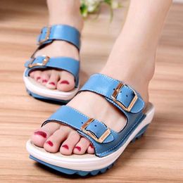 Woman Sandals Leather Loafers Women's Shoes Buckle Female Ladies Sandals Chunky Platform Shoes Women Plus Size Sandalias Mujer C0410