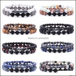 Beaded, Strands Bracelets Jewelrynatural Bead Bracelet Womens Agate Diffuser Wrist Set Aromatherapy Yoga Hand Ornament 8Mm Beads Drop Delive