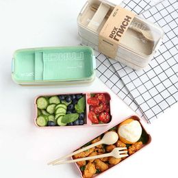 Eco Friendly Lunch Container Bento Box Japanese Style for Kids Storage Food Tuperware Healthy 210709