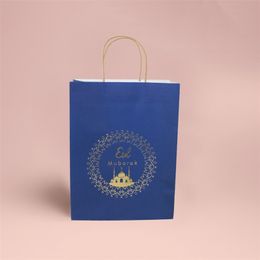 eco friendly party bags UK - 5pcs 10pcs Disposable Blue Gift Bag Eid Mubarak Happy Ramadan Party Supplies Celebration Decoration Eco-Friendly 210825