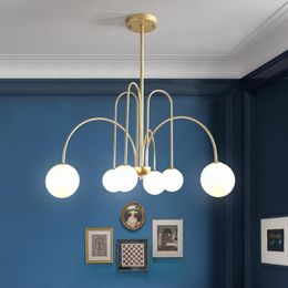 Nordic Modern Ceiling Hang Light Gold Black G9 LED Chandelier For Living Room Kitchen Bedroom Glass Ball Pendant Lamp