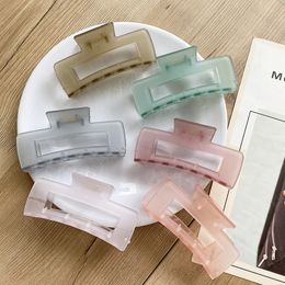 Korean Geometric Hair Claw Large Barrettes Jelly Color Hollow Square Hair Clamps Clips Makeup Washface Hair Accessories