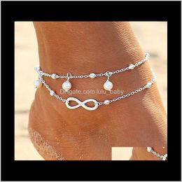 Anklets Jewelry Drop Delivery 2021 Europe And The United States Selling 8 Words Simple Hand-Beaded Anklet Peg4Y