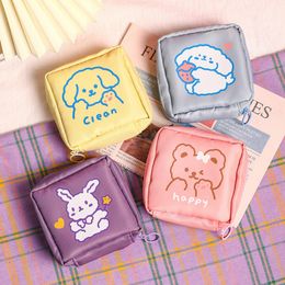 Cute Girls Small Cosmetic Bags Travel Mini Square Makeup Case Jewelry Lipstick Storage Bag Women Sanitary Napkin Zipper Pouch