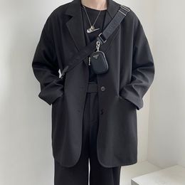 Men's Fashion Coats Casual Suit Jackets Loose Western Clothes Grey/black Colour High-quality Outerwear Plus Size M-2XL 210524