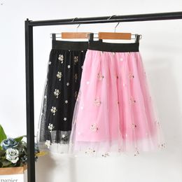 Kids Skirt for Girls Pleated Skirts Mesh Princess Skirt Teenage Clothes for Girls 8 10 12 Years Plaid Spring Summer Girls Skirt 210331