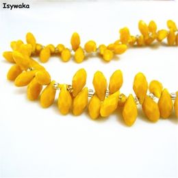 100pcs 6*12mm Non-hyaline Yellow Colour Teardrop Austria Bead Crystal s DIY Bracelet Glass s Loose Spacer Making