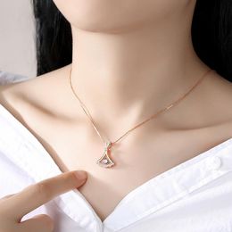 Fashion Romantic Skirt Design Flower Pendant Necklace With Zircon Rose Gold/Silver Colour For Women Jewellery Necklaces
