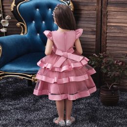 Beading Layered dress girls dresses for party and wedding Short sleeve Princess dress Tutu kids Party Dresses for girl Birthday Q0716