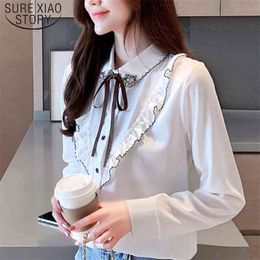 Korean Fashion Clothing Solid Long Sleeve Tops Arrival Office Lady Female Clothes Women and Blouse 7028 50 210506