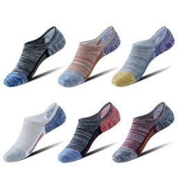 Men Spring Summer Anti-slip Invisible Cotton Socks Striped Breathable Boys Sweat-absorbing Anti-heeled MKJ046 Men's