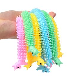 TPR Stress Relief Toy Unicorn Monkey Worm Stretch String Fidget Funny Pull Vent Toys Noodles Anti Soft Glue Elastic Rope Neon Autism Noodle Gift for Kids