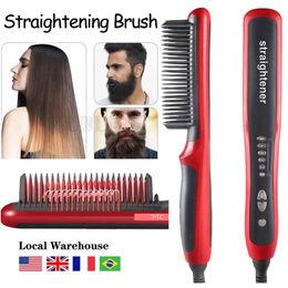 Brush Straightener Anti-Scald Straightening Comb Curling Iron Quick Beard Hair Styler For Men