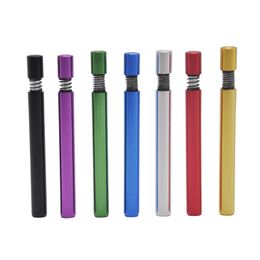 Metal Smoking Pipe E Cigarette Pen Philtre Tips One Hitter Spring Bats Snuff Snorter Dispenser Tubes Straw Sniffer Tobacco Smoke Pipes