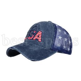 USA Cowboy Hats Trump American Baseball Caps Washed Distressed US Flags Stars Mesh Cap Sunshade Party Hat CYZ3286