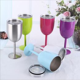 9 Colors 10oz Wine Glasses Stainless Steel Goblet Double Wall Insulated Unbreakable Champagne Beer Mugs Christmas Party Supplies