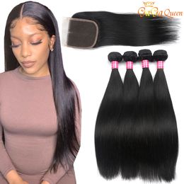 Peruvian Straight Hair Bundles With Closure 4x4 Lace Closure With Hair Bundles Unprocessed Human Hair Extensions