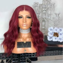 45cm Burgundy Synthetic Wavy Wig Simulation Human Hair Wigs Hairpieces for Black and White Women K38A