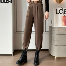 Women Loose High Waist Cargo Pants Spring Autumn Female Casual Harem Pant Streetwear Harajuku Straight Trousers With Belt 210514