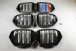 3 Colours Carbon Pattern Mesh Grilles Glossy Black/ M Colour Car Front Hood Grille For BMW X6 G06 ABS Material