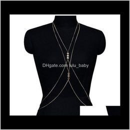 Jewelry Drop Delivery 2021 Belly Chains Europe And United States Fashion Sexy Sultry Sequined Multi-Layer Cross Body Chain T7Fg5