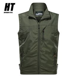 Outdoor Men's Hiking Vest Summer Quick Dry Breathable Mesh Jackets Fishing Hunting Waistcoat Men Pography Army Green 210925