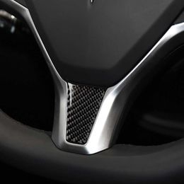 Carbon Fibre Sticker Car Interior Steering Wheel Cover Trim Sticker for Tesla Model S/X Car Interior decoration Accessories Car