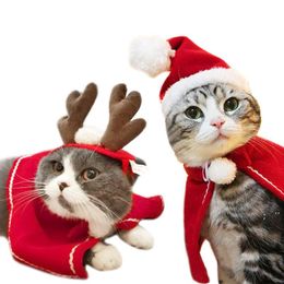 Christmas Hat Pet Costume For Cat Dog Puppy Costumes Scarf Gift New Year Santa Winter Cosplay Halloween Supply JJF11152