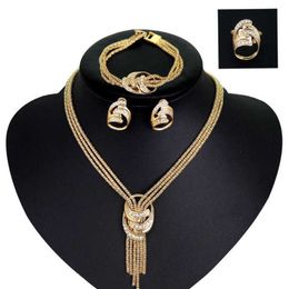 Jewellery Sets Luxury designer Bracelet 4pcs Set For Women African Beads Wedding Twist Choker Necklace Bridal Dubai Gold Colour Jewellery