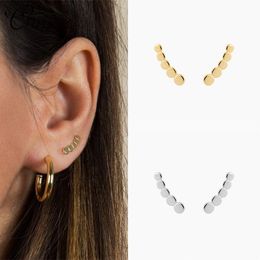 long minimalist earrings UK - Minimalist Tiny Circle Long Stud Earrings For Women Geometric 925 Sterling Silver Jewelry Statement Ear Climbers Crawlers