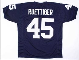 Custom Men Youth women Vintage V neck Rudy Ruettiger #45 Rudy Movie Navy Blue Football Jersey size s-5XL or custom any name or number jersey