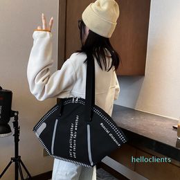 Fashion Personality Creative Face Mask Shoulder Bags Handbag Large Capacity Shopping Bag Black White 2Colors