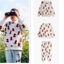 Baby Autumn Mini Brand Sports Sweatshirt and Trousers Set For Children Cotton Long Sleeve Hoodie Suit Toddler Boys Clothing 211029