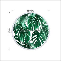 Towel Home Textiles & Garden Beach Towels Tropical Printed Large Mat Outdoor Cam Picnic Microfiber Round Fabric Bath For Living Room Decorat