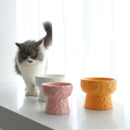 bone bowl UK - Cat Bowls & Feeders Ceramic Bowl Dog Pet And Water Feeder With Raised Stand Bone China Cervical Protect